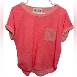 Milkyway Shirt Womens Large Pink Crop Boxy Minimalist Relaxed Slouchy Athleisure